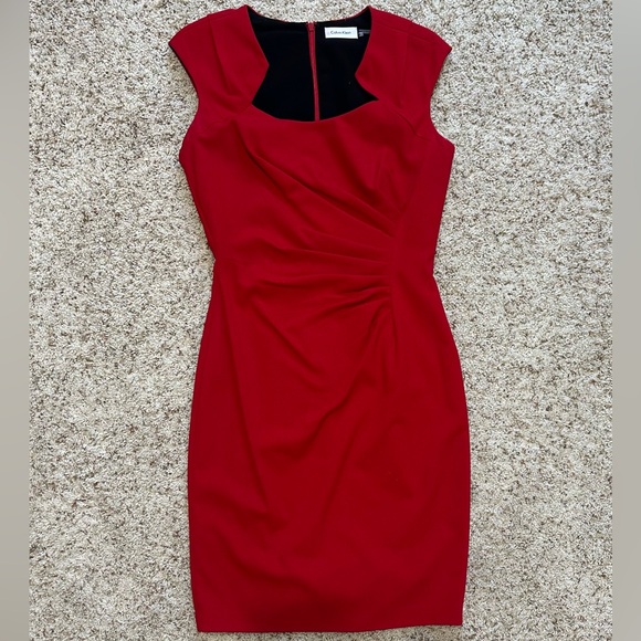 Calvin Klein Women’s Classy Fitted Knee-Length Red Dress. Size 4. Like-New! - Picture 2 of 10